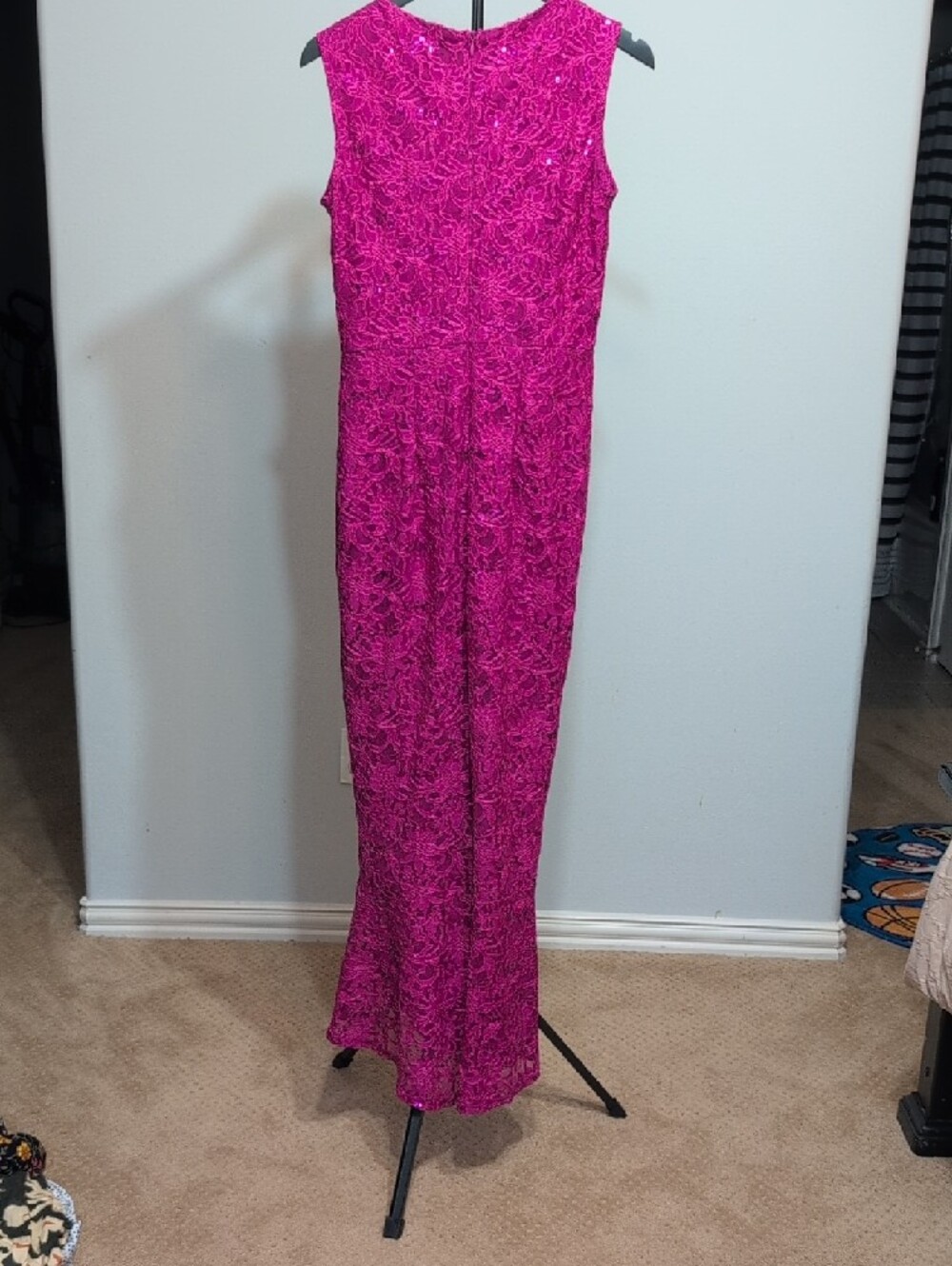 Alex Evenings Fuchsia Lace Sleeveless Maxi Dress - Picture 9 of 11